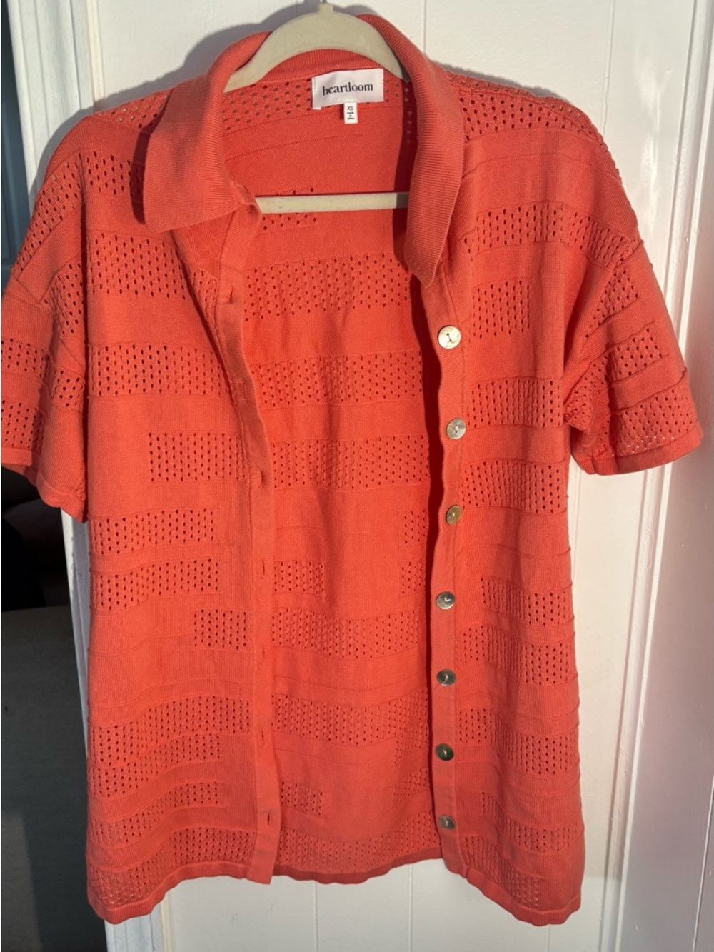 Heartloom Men's Short-Sleeve Knit Polo in Coral Orange